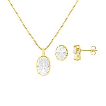 Brilliance Oval Cubic Zirconia Pendant Necklace & Earrings Set