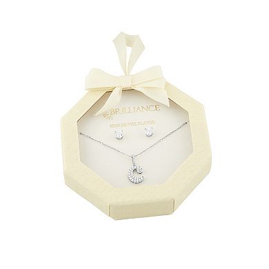 Brilliance Cubic Zirconia Stud Earrings & Initial Pendant Necklace Set