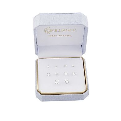 Brilliance 5-Pair Cubic Zirconia Round Stud Earring Set
