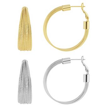 Brilliance Multi Strand C Hoop Earrings Set