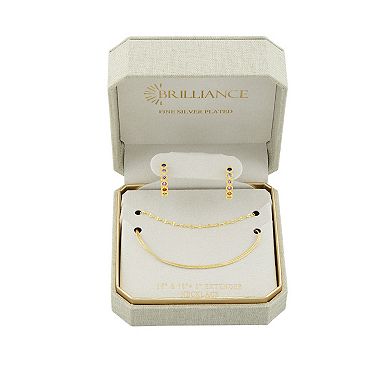 Brilliance Gold-Tone Multi-Gemstone Hoop Earrings & Double Layer Necklace Set