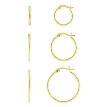 Brilliance Polished Hoop Earrings Trio Set