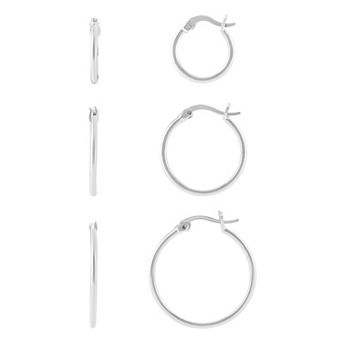 Brilliance Polished Hoop Earrings Trio Set