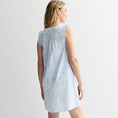 Women's Croft & Barrow® Dobby Woven Nightshirt with Ruffle Sleeves
