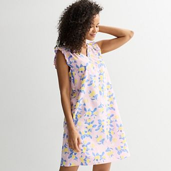 Women's Croft & Barrow® Dobby Woven Nightshirt with Ruffle Sleeves