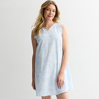 Women's Croft & Barrow® Dobby Woven Nightshirt with Ruffle Sleeves