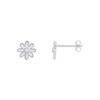 PRIMROSE Silver-Plated Cubic Zirconia Flower Stud Earrings