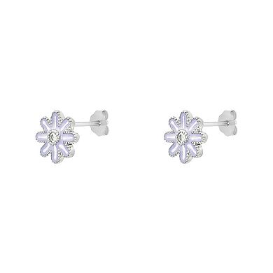 PRIMROSE Silver-Plated Cubic Zirconia Flower Stud Earrings