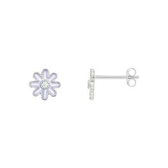 PRIMROSE Silver-Plated Cubic Zirconia Flower Stud Earrings