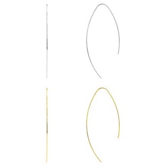 PRIMROSE 2 Pair Silver-Plated & 14k Gold-Plated Polished Threader Earrings Set