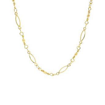 PRIMROSE Silver-Plated Polished Beads Oval Link Chain Necklace with Cubic Zirconia Accent