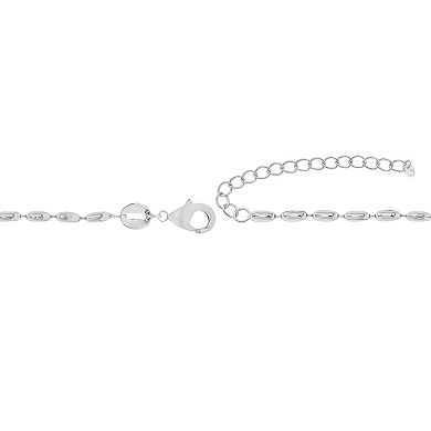 PRIMROSE Silver-Plated Oval Beads Chain Necklace with Cubic Zirconia Accent