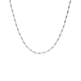 PRIMROSE Silver-Plated Oval Beads Chain Necklace with Cubic Zirconia Accent