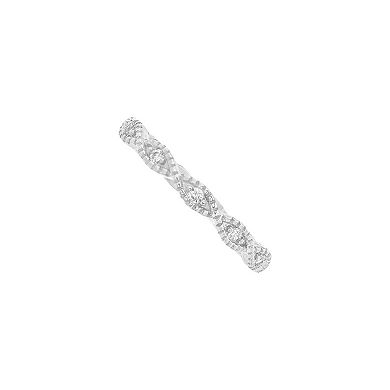 PRIMROSE Silver-Plated Cubic Zirconia Twisted Eternity Band Ring