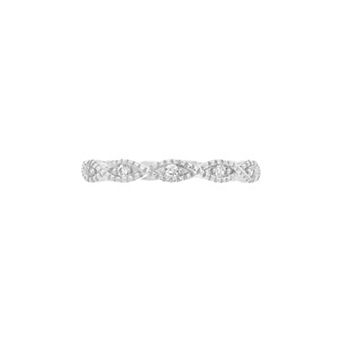 PRIMROSE Silver-Plated Cubic Zirconia Twisted Eternity Band Ring