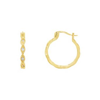 PRIMROSE Silver-Plated Cubic Zirconia Twisted Hoop Earrings