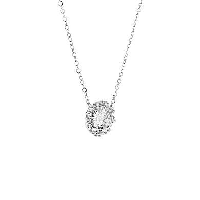 PRIMROSE Silver-Plated Cubic Zirconia Halo Pendant Necklace