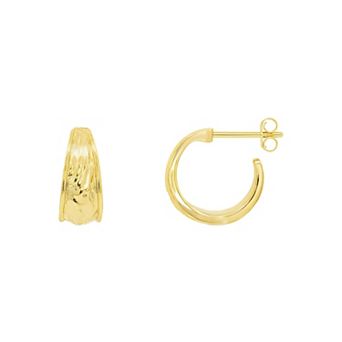 PRIMROSE Silver-Plated Textured C Hoop Earrings