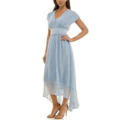 Women's Maison Tara Dot Printed Chiffon Midi Dress