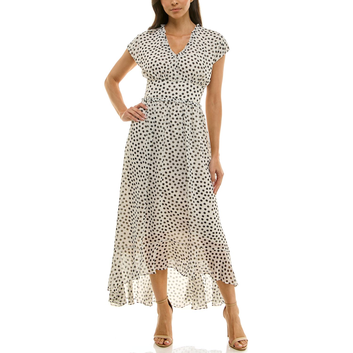 Женские платья Maison Tara Dot Printed Chiffon Midi Dress
