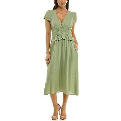 Women's Maison Tara Smocked Peplum Waist Midi Dress