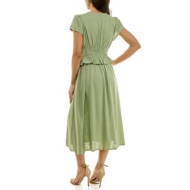 Women's Maison Tara Smocked Peplum Waist Midi Dress