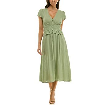 Women's Maison Tara Smocked Peplum Waist Midi Dress