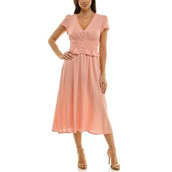 Women's Maison Tara Smocked Peplum Waist Midi Dress