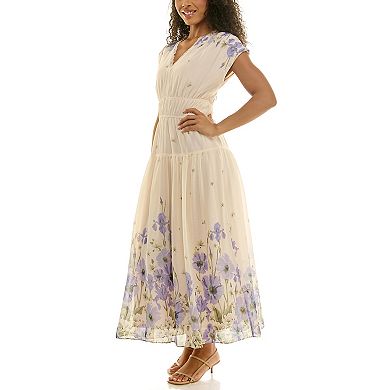 Women's Maison Tara Smock Waist Printed Maxi Dress