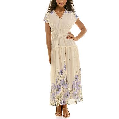Women's Maison Tara Smock Waist Printed Maxi Dress