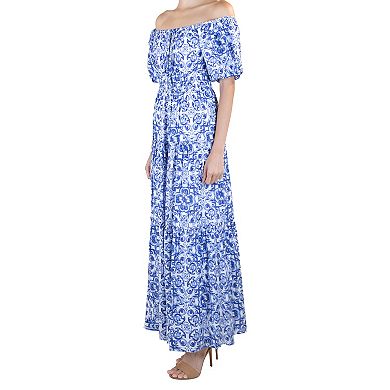 Women's Maison Tara Off-Shoulder Printed Maxi Dress