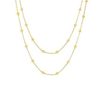 PRIMROSE Fine Silver-Plated Double Layer Beaded Cable Chain Necklace with Cubic Zirconia Accent