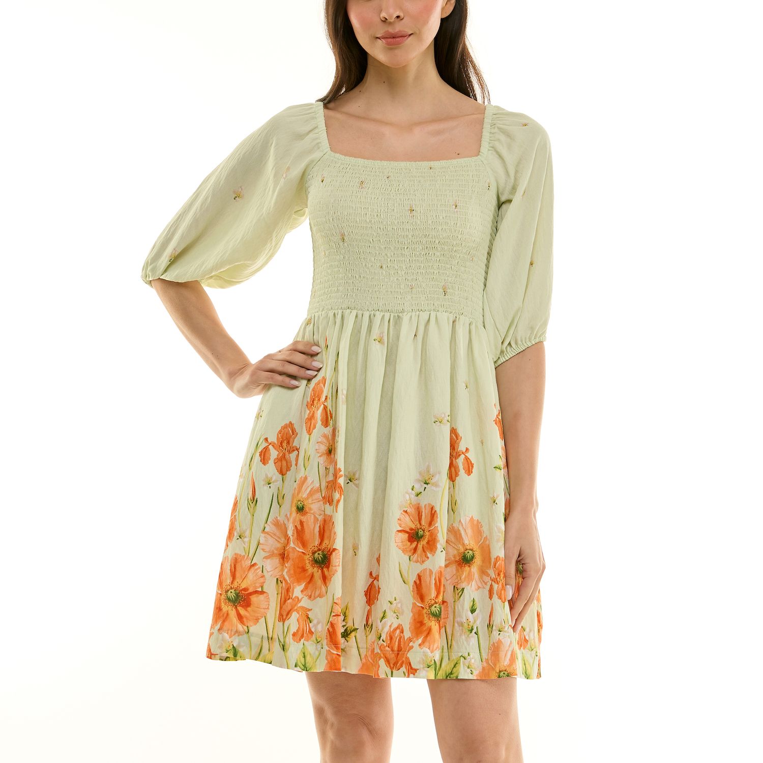 Женские платья Maison Tara Printed Linen Babydoll Mini Dress