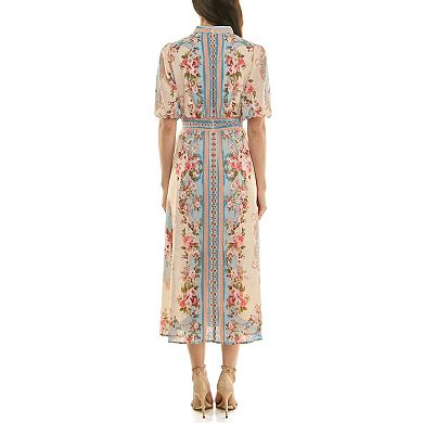 Women's Maison Tara Border Print Linen Midi Dress