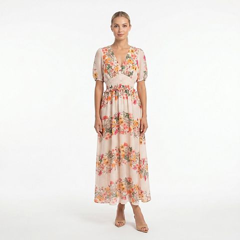 Женские платья Maison Women's Maison Tara Printed Linen Smock Waist Maxi Dress