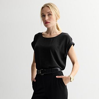 Petite Nine West Short Sleeve Silky Tee