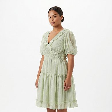 Plus Size Maison Tara Rouch Neck Smocked Dress