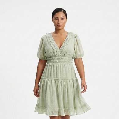 Plus Size Maison Tara Rouch Neck Smocked Dress