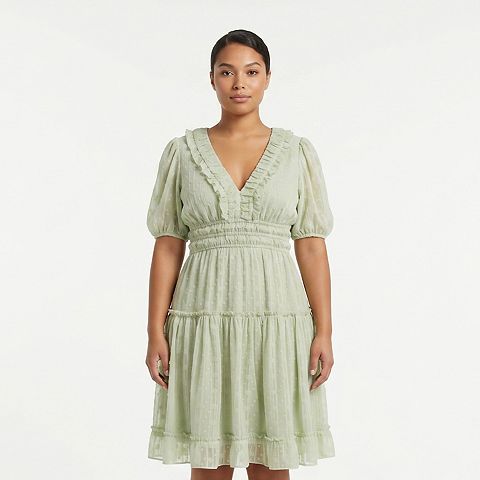 Женские платья Maison Plus Size Maison Tara Rouch Neck Smocked Dress