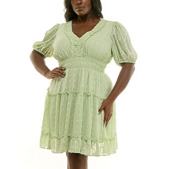 Plus Size Maison Tara Rouch Neck Smocked Dress