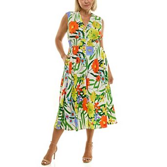 Plus Size Maison Tara Zip Front Crepe Midi Dress