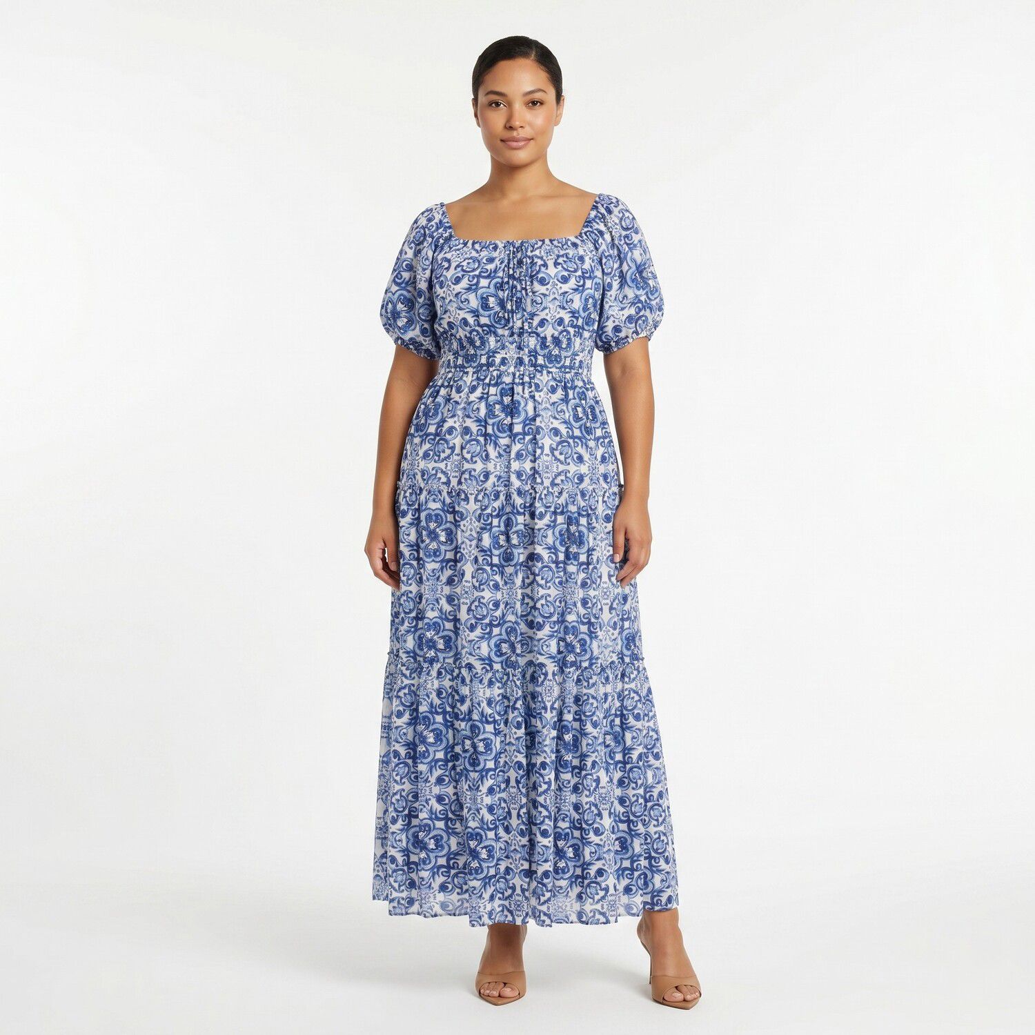 Женские платья Maison Tara Plus Size Maison Tara Off-Shoulder Printed Maxi Dress