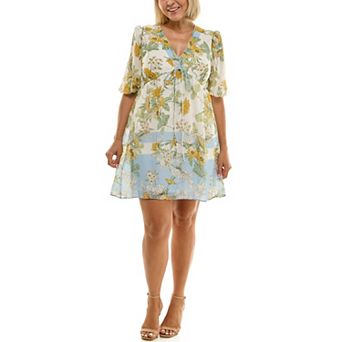 Plus Size Maison Tara Empire Waist Printed Dress