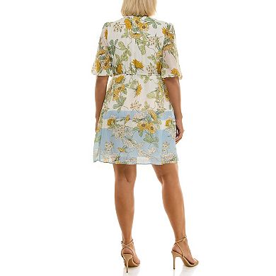 Plus Size Maison Tara Empire Waist Printed Dress