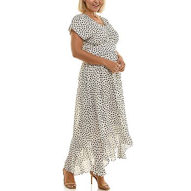 Plus Size Maison Tara Dot Printed Chiffon Midi Dress