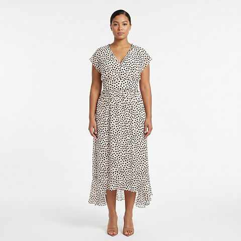 Женские платья Maison Plus Size Maison Tara Dot Printed Chiffon Midi Dress