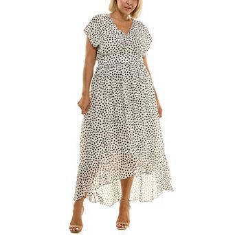 Plus Size Maison Tara Dot Printed Chiffon Midi Dress