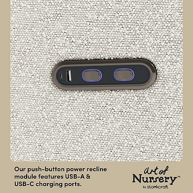 Storkcraft Santorini Boucle Deluxe Power Recliner Swivel Glider