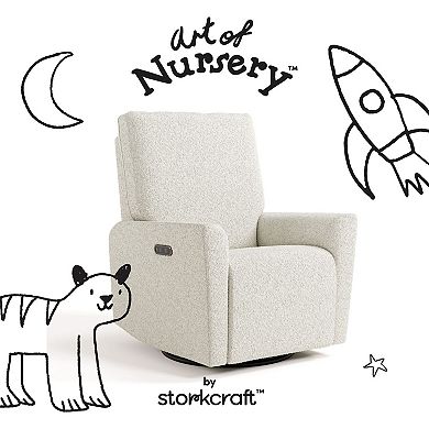 Storkcraft Santorini Boucle Deluxe Power Recliner Swivel Glider