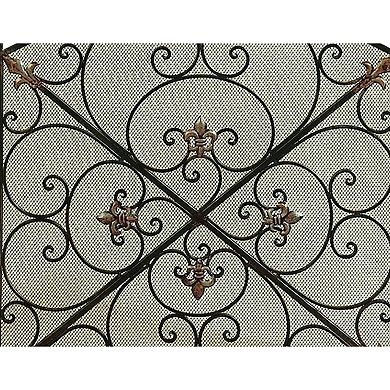Traditional 3 Panel Metal Fireplace Screen With Filigree Design, Bronze, Black